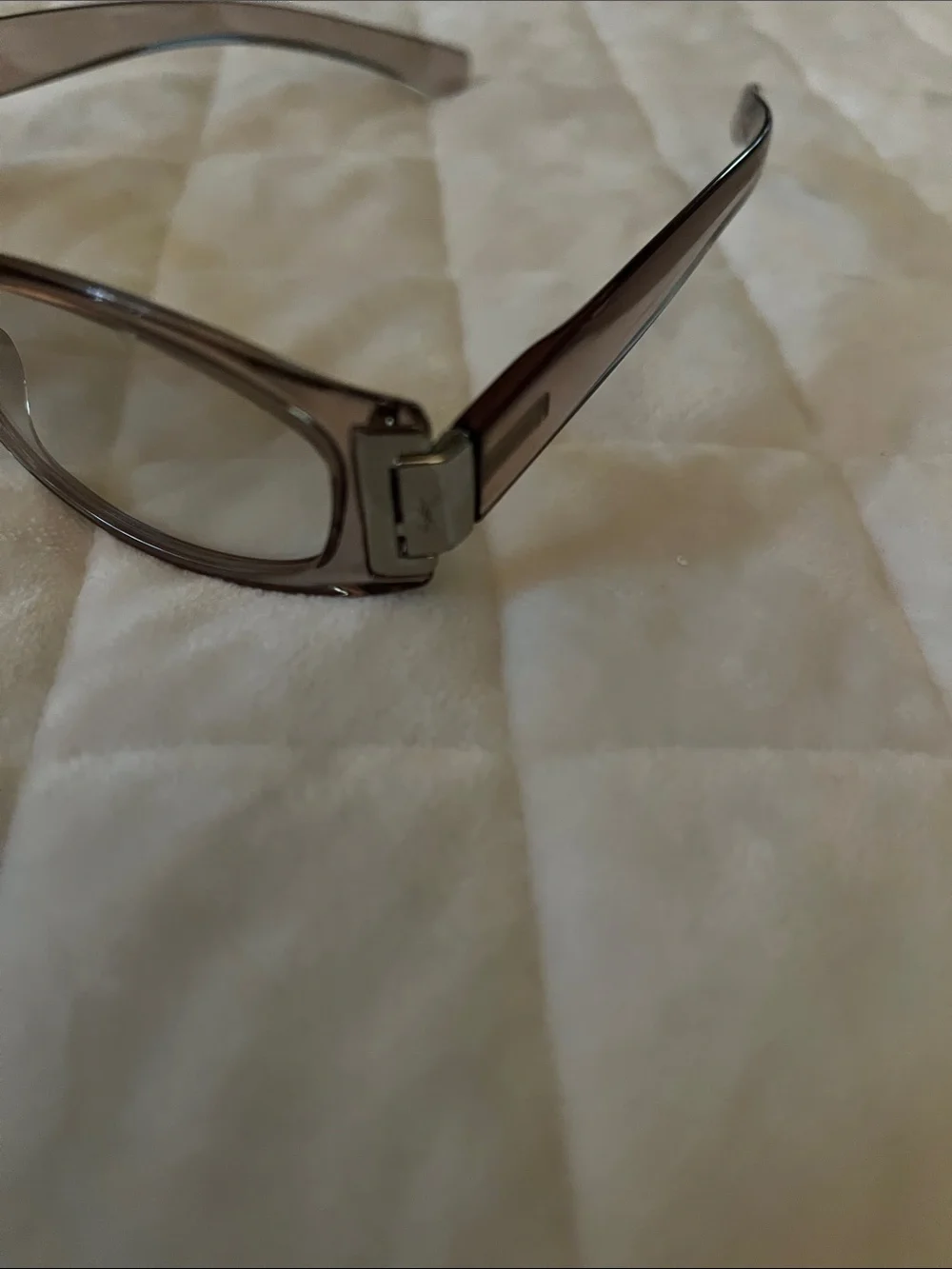 Yves Saint Laurent Brown Translucent Oval Sunglasses with White Case